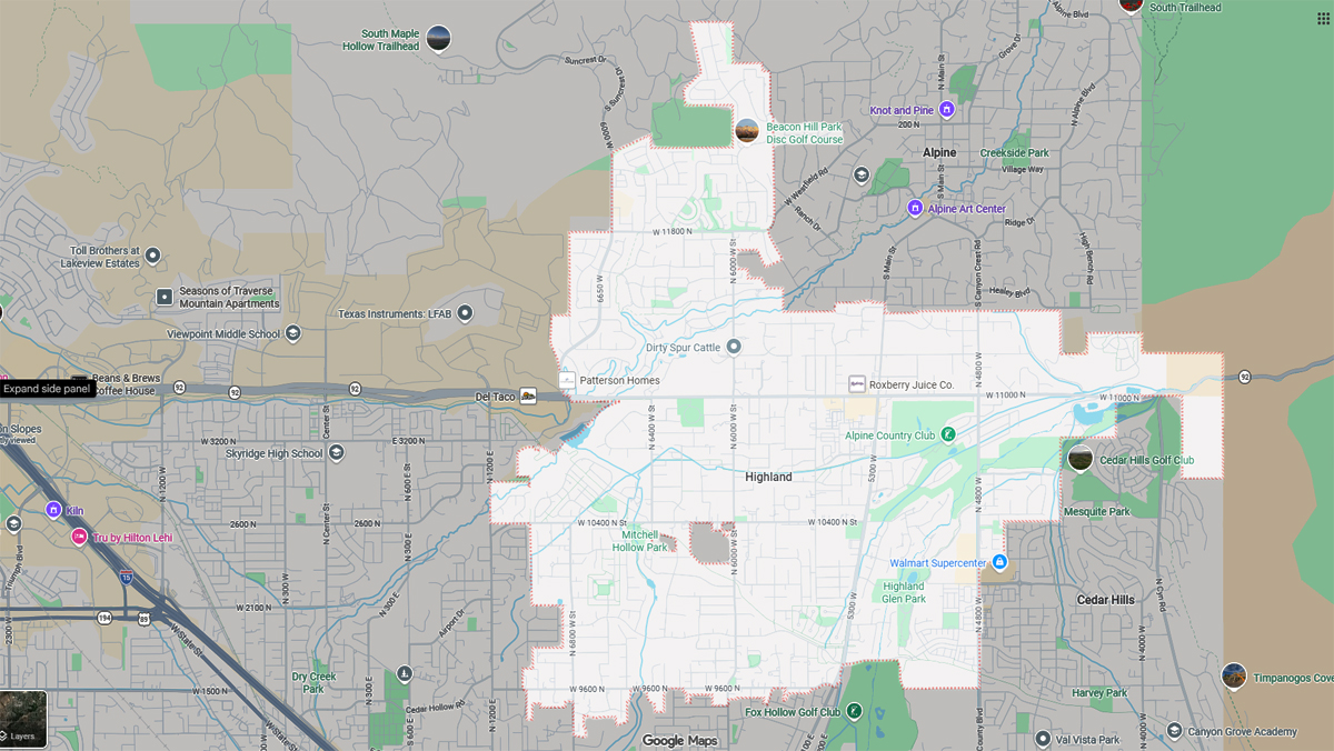 Services Area Maps – Highland Utah