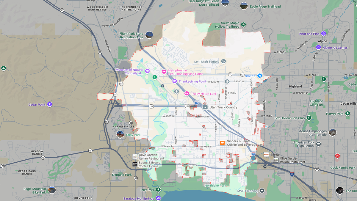 Services Area Maps – Lehi Utah